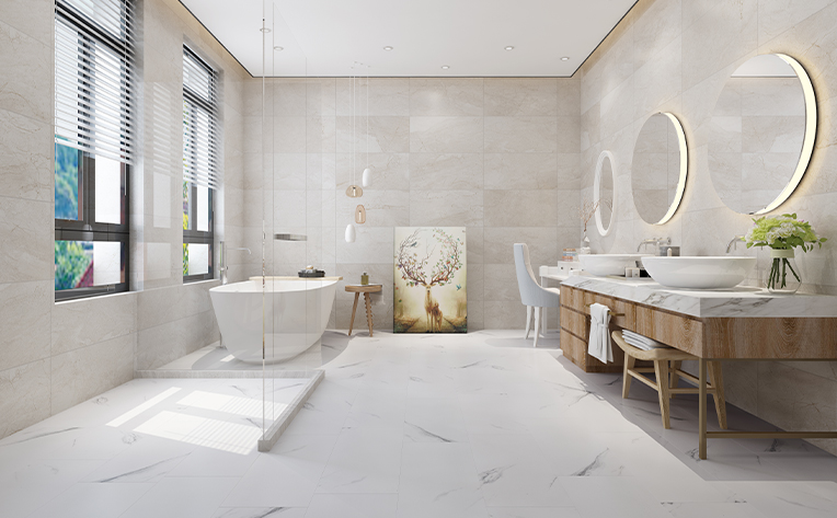bathroom area with white tile